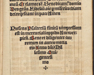 Psalterium latinum. Antwerpen, 1500. Latinský žaltář vytištěný v Antverpách těžkou gotickou texturou a dochovaný v jediném výtisku na světě. NK ČR sign. 43 G 80. Fol. p8r