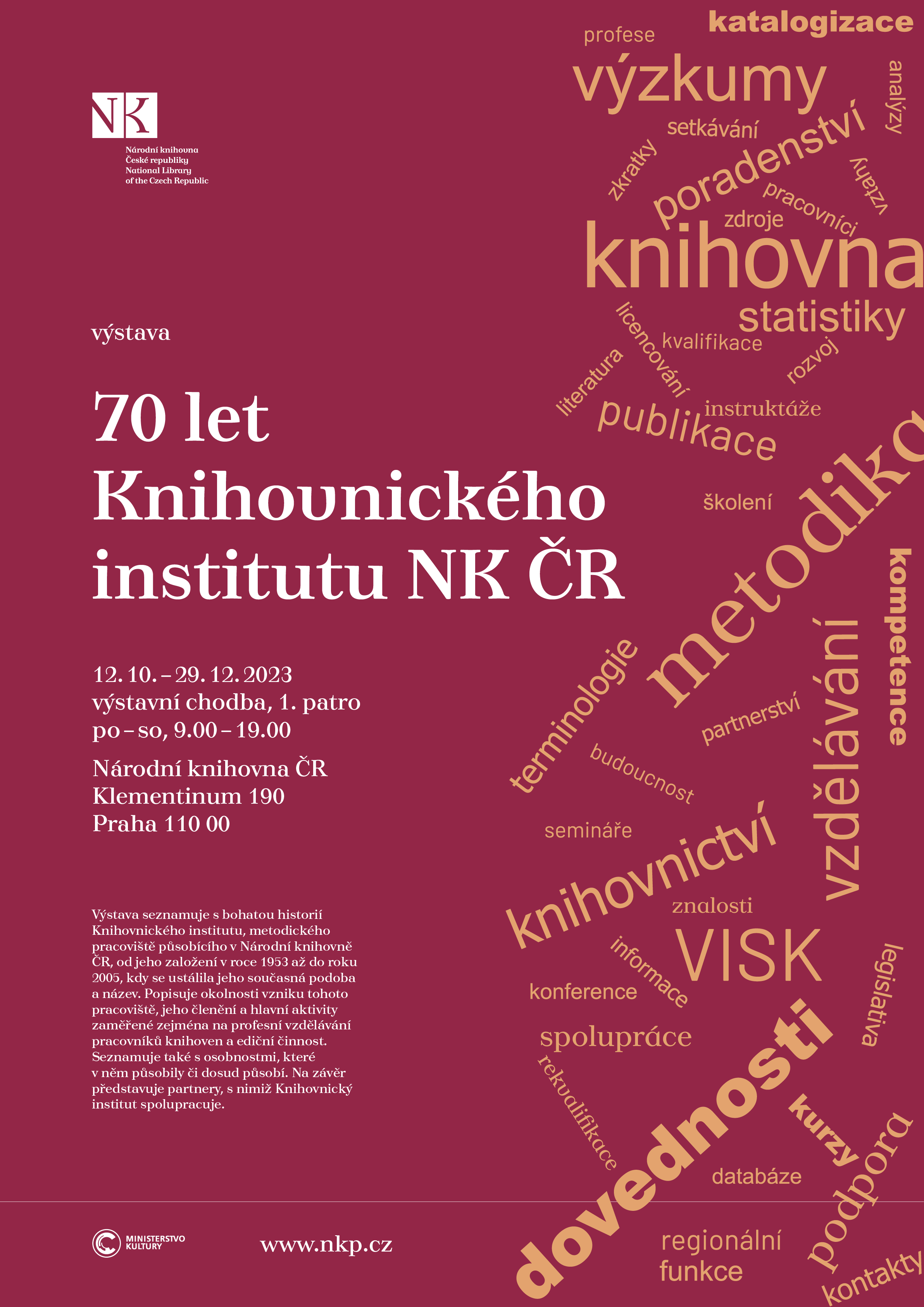 Plakát k výstavě 70 let Knihovnického institutu Národní knihovny ČR